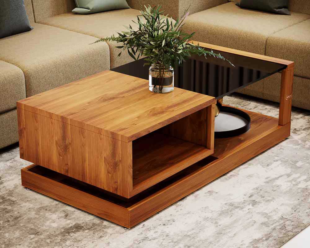 طاولة قهوة خشبية مربعة
